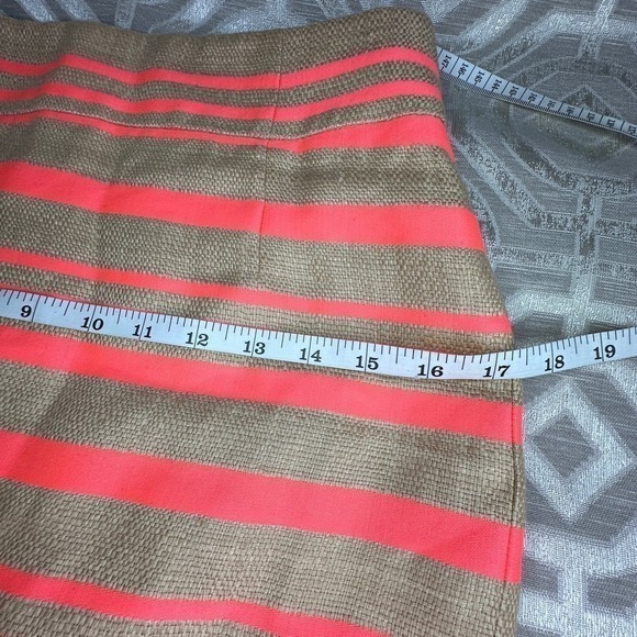 J.Crew Collection LINEN Pencil Skirt Bright‎ Orange/pink Stripe Size 0 - Picture 4 of 8